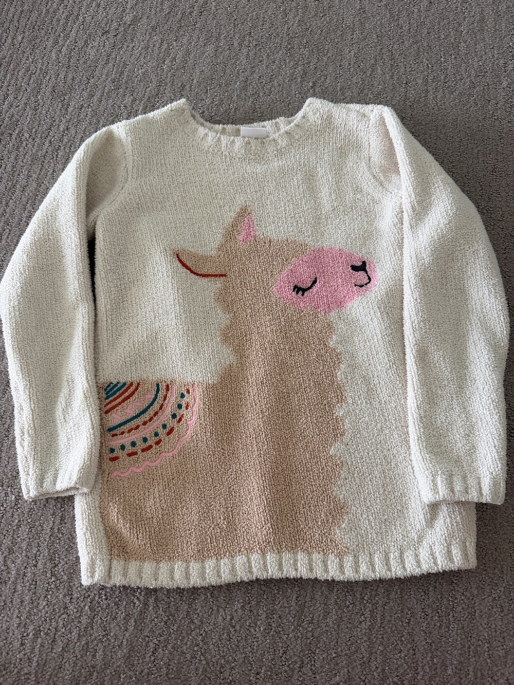 Hanna Andersson Cream Marshmallow Sweater with Pink and Tan Llama’s